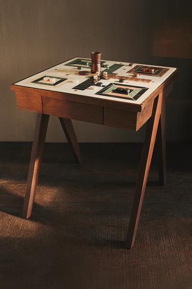 SIDE TABLE WITH MARBLE PARCHÍS BOARD - Dark brown by Zara