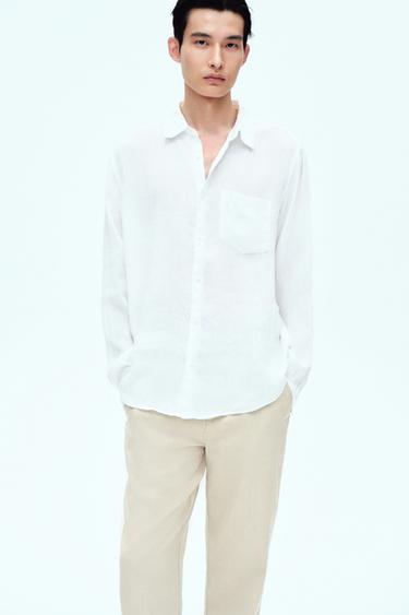 100% LINEN SHIRT - White by Zara