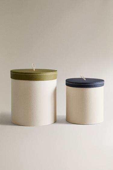 ROUND CARDBOARD BABY BOXES - Light beige by Zara