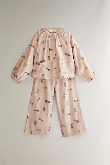 CHILDREN'S SKATER DOG FLANNEL PYJAMA SET - Pink by Zara