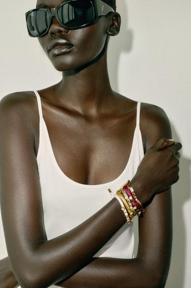 PACK OF 5 FABRIC AND JEWEL BRACELETS - Multicoloured by Zara