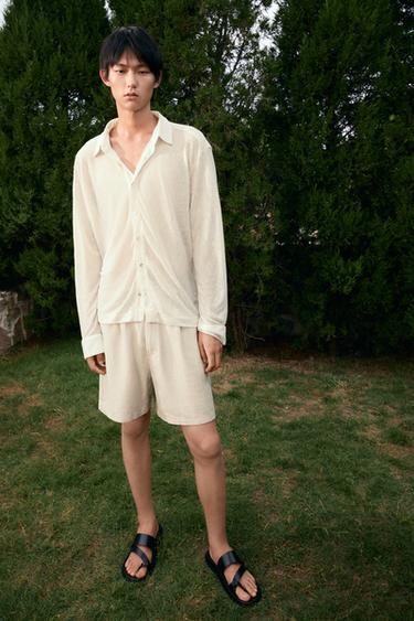 TEXTURED SEMI-SHEER SHIRT - Ecru by Zara - Image 0
