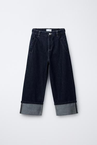 WIDE-FIT JEANS WITH TURN-UP HEMS - Blue by Zara - Image 0