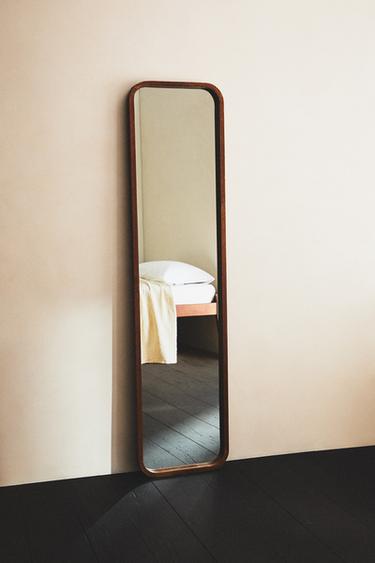 ROUND FULL LENGTH MIRROR WITH FRAME - Brown by Zara