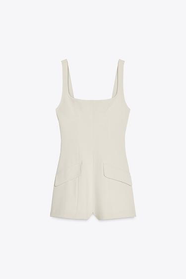 SHORT STRAPPY JUMPSUIT - Light grey by Zara