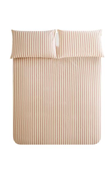 STRIPED PERCALE DUVET COVER (300 THREAD COUNT) - Red by Zara