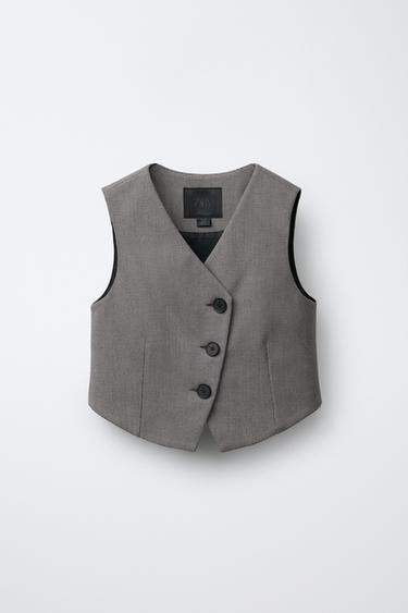 HOUNDSTOOTH TAILORED WAISTCOAT - Mink by Zara