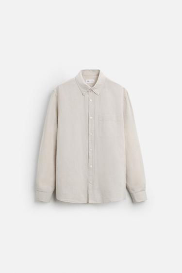 COTTON - LINEN SHIRT - Light beige by Zara