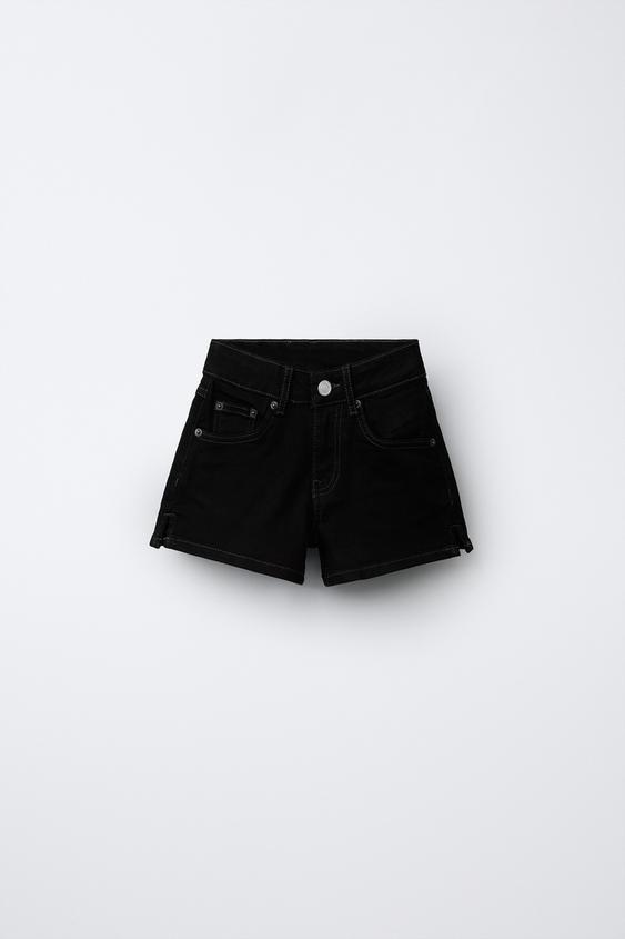 TOPSTITCHED DENIM BERMUDA SHORTS - Black by Zara - Image 0