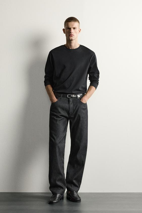 THERMAL STRAIGHT-LEG JEANS - Black by Zara - Image 0