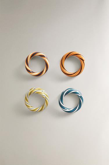PACK OF SPIRAL GLASS NAPKIN RINGS (PACK OF 4) - Brown by Zara