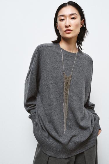 100% WOOL OVERSIZE JUMPER - Grey by Zara