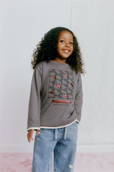 HELLO KITTY © SANRIO HEART T-SHIRT - Anthracite grey by Zara