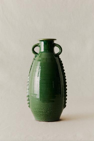 DECORATIVE TERRACOTTA VASE - Green by Zara