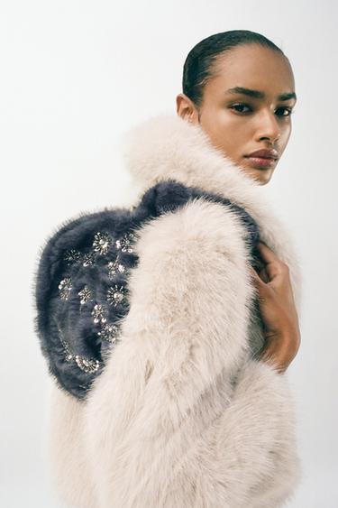 SHINY FAUX FUR MINI BAG - Purple by Zara