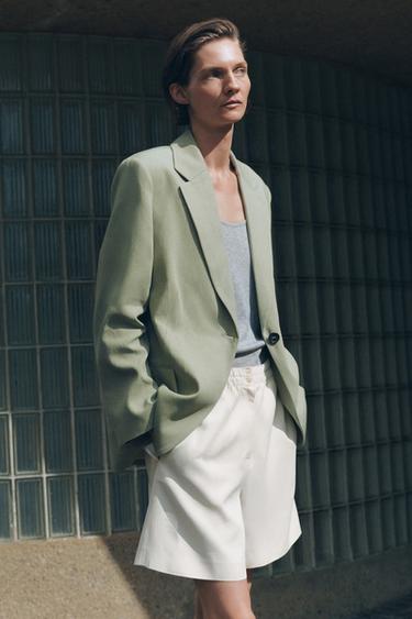 ZW COLLECTION LINEN BLEND BLAZER - Sea green by Zara - Image 0