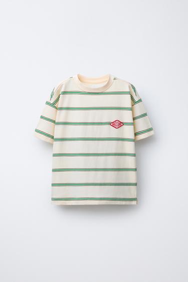 STRIPED PATCH PRINT T-SHIRT - Green by Zara - Image 0