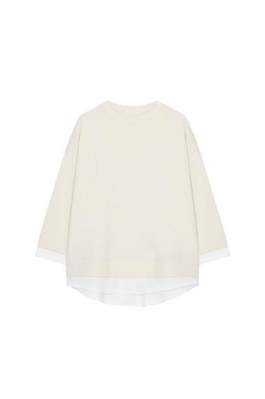 CONTRAST LONG SLEEVE SWEATSHIRT - Ecru by Zara