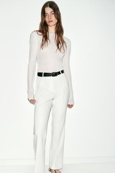 STRAIGHT TROUSERS WITH BELT - Ecru by Zara