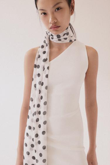 HALTERNECK DRESS WITH POLKA DOT SCARF - White by Zara
