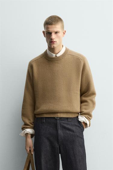 DOUBLE-FACED WOOL JUMPER - camel by Zara