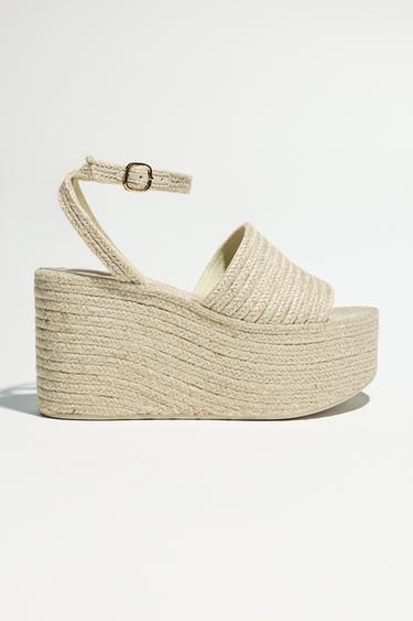 JUTE PLATFORM WEDGES - Light beige by Zara