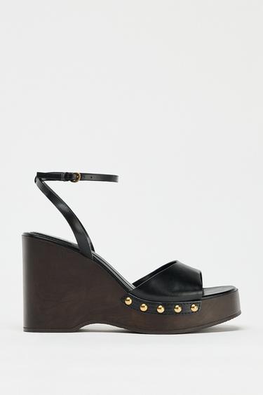 STUDDED PLATFORM WEDGES - Black by Zara