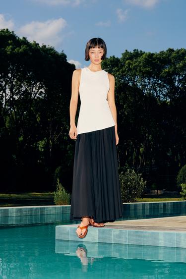 ZW COLLECTION COMBINED HALTER DRESS - Black by Zara