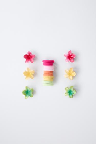 BOX WITH HAIR ELASTICS AND FLOWER TWEEZERS - Multicoloured by Zara - Image 0