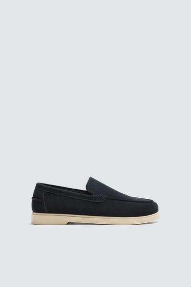 CASUAL LEATHER LOAFERS - Blue by Zara