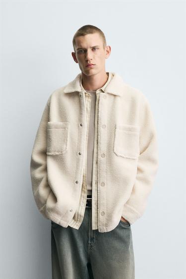 FAUX SHEARLING OVERSHIRT WITH POCKETS - Ecru by Zara