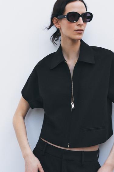 ZW COLLECTION CROPPED JACKET - Black by Zara - Image 0