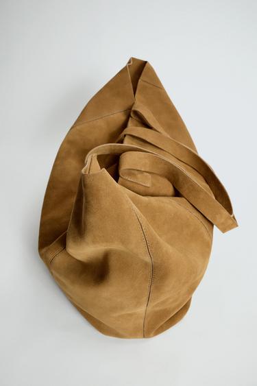 LEATHER TOTE BAG - Caramel Brown by Zara