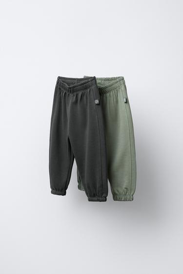 TWO-PACK OF PLUSH JOGGER TROUSERS WITH LABEL - Green-dry by Zara