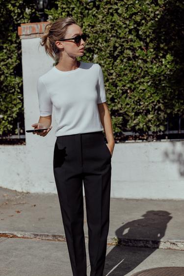 BASIC SHORT SLEEVE KNIT TOP - White by Zara