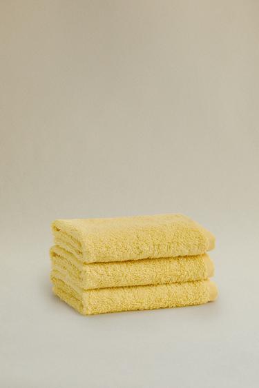 PACK OF COTTON HAND TOWELS (PACK OF 3) - Mid-yellow by Zara