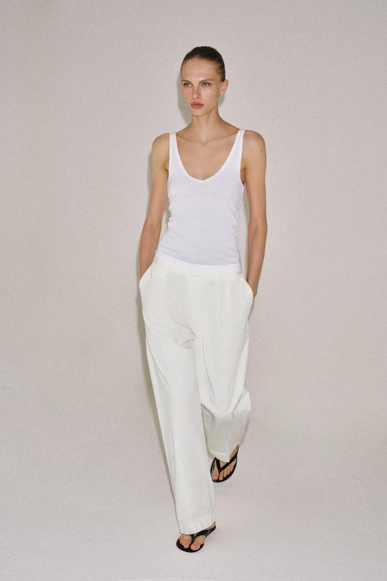 COTTON STRAPPY TOP - White by Zara - Image 0