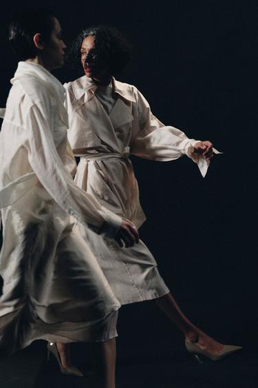 ZW COLLECTION FLOWING TRENCH COAT WITH BELT - Ecru by Zara