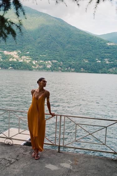 SATIN MIDI DRESS WITH DETAIL - Oranges by Zara - Image 0