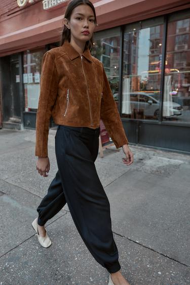 PLEATED TROUSERS WITH BUTTONED HEM - Navy blue by Zara - Image 0