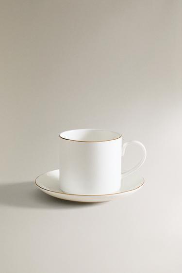 GOLD BONE CHINA COFFEE CUP AND SAUCER - Gold by Zara