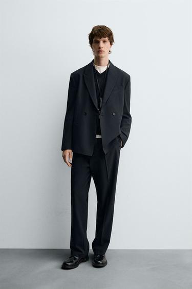 STRIPED SUIT TROUSERS - Dark navy by Zara - Image 0