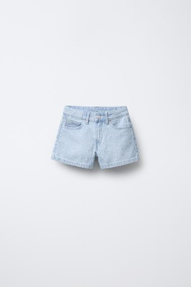 RIPPED DENIM BERMUDA SHORTS - Light blue by Zara