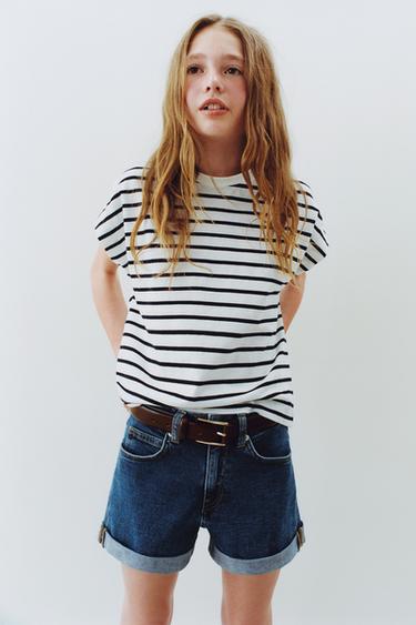 STRETCH DENIM BERMUDA SHORTS - Blue by Zara