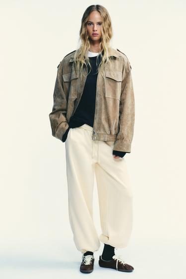 BASIC STRAIGHT FLEECE TROUSERS WITH ADJUSTABLE HEM - Yellow by Zara