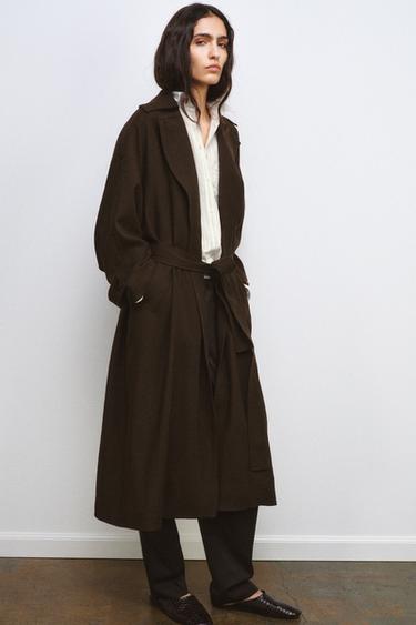 FLOWING WOOL TRENCH COAT ZW COLLECTION LIMITED EDITION - Khaki by Zara - Image 0