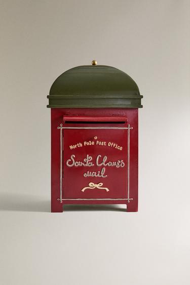 FATHER CHRISTMAS LETTER BOX CHRISTMAS DECORATION - Red by Zara