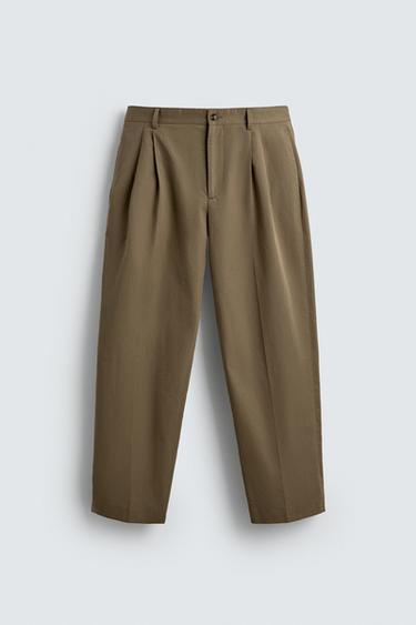 LIMITED EDITION RELAXED FIT PLEATED TROUSERS - Beige by Zara