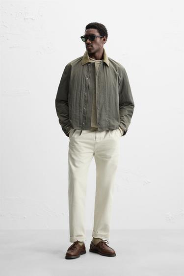 JACKET WITH CONTRAST COLLAR - Khaki by Zara - Image 0