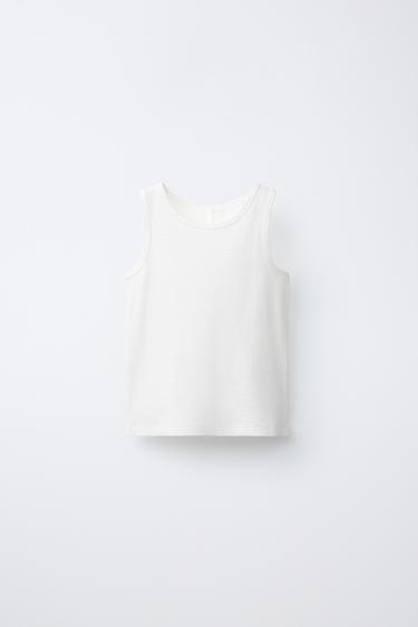 RIBBED SLEEVELESS T-SHIRT - White by Zara